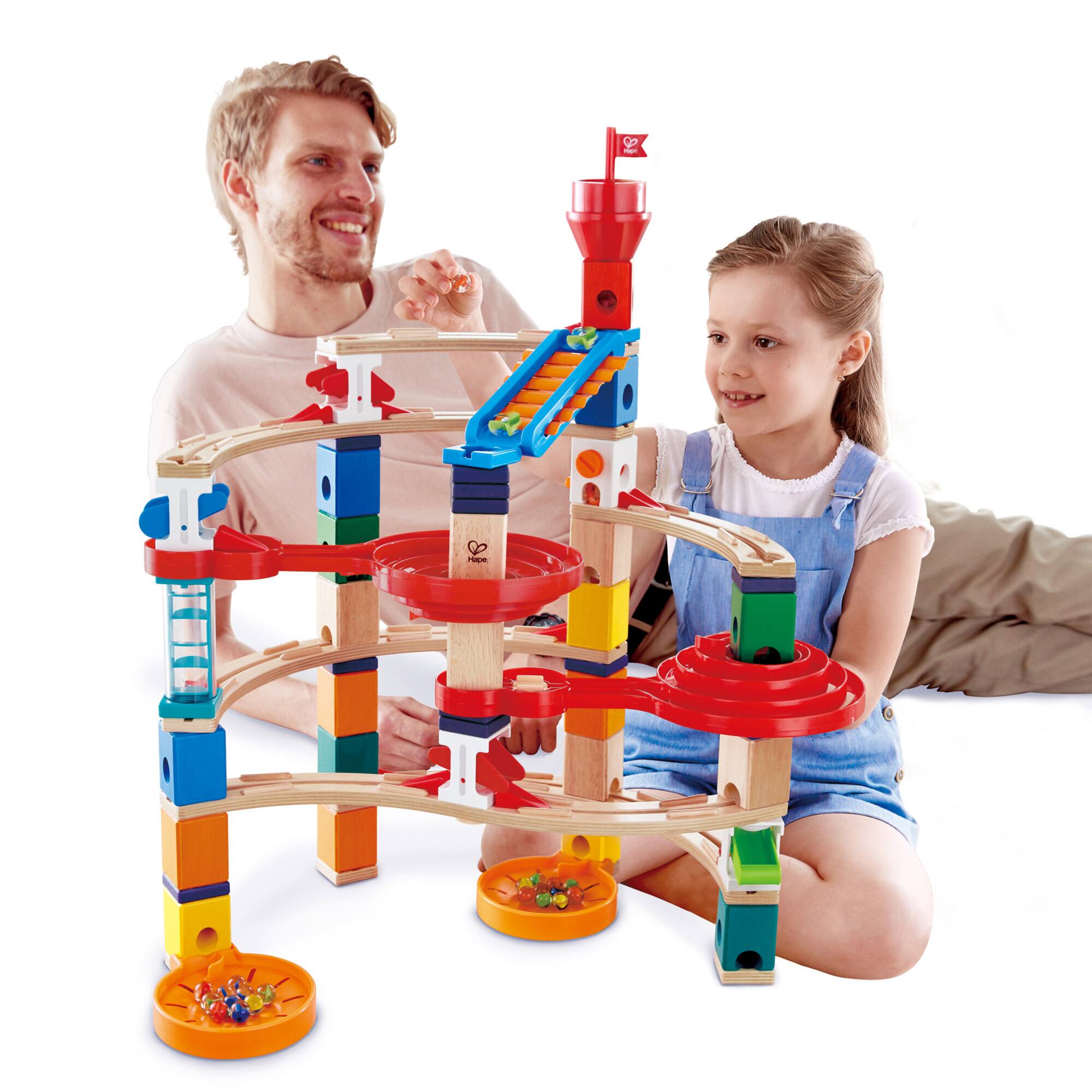 Hape Quadrilla Wooden Super Spiral Marble Run Construction Set